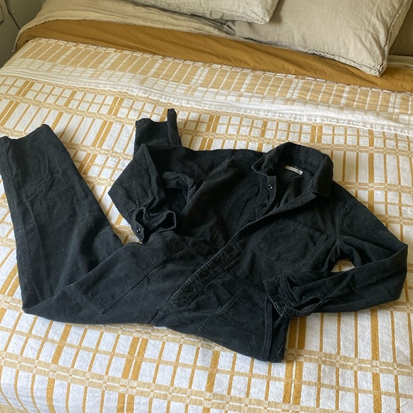 OUTERKNOWN Cotton/Hemp Corduroy Boiler Jumpsuit sz M - Distressed Black - Picture 2 of 14
